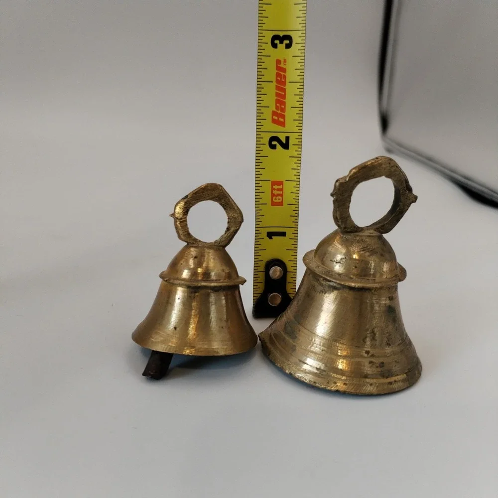 Vintage Brass Bells Lot of 5 India Bell Cone & Domed Clapper Boho Decor